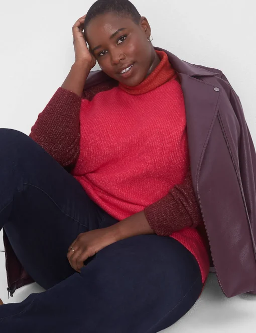 Sweaters^Lane Bryant Classic Turtleneck Colorblock Sweater Very Berry