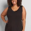 Knit Tops^Lane Bryant Classic V-Neck Lace-Trim Tank Black