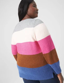 Sweaters^Lane Bryant Classic V-Neck Tunic Pullover Sweater Fall Stripe