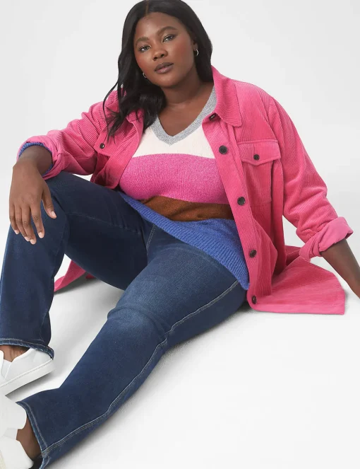 Sweaters^Lane Bryant Classic V-Neck Tunic Pullover Sweater Fall Stripe
