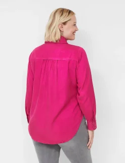 Shirts & Blouses^Lane Bryant Collared Button-Down Camp Shirt Fuchsia