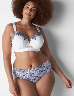 F To K Cups^Lane Bryant Comfort Bliss Lightly Lined Full Coverage Bra Royal Tapestry Border