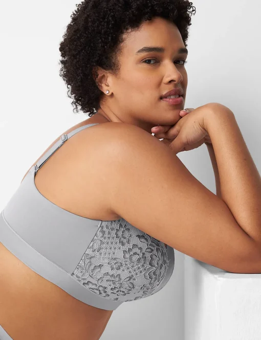 Full Coverage Bras^Lane Bryant Comfort Bliss Lightly Lined No-Wire Bra Alloy
