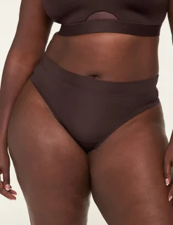 Thong Panties^Lane Bryant Comfort Bliss Wide-Side Thong Chocolate Plum