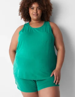 Sleep Separates^Lane Bryant Comfy Cotton Acid Wash Sleep Tank Deep Green