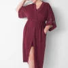 Robes^Lane Bryant Comfy Cotton Midi Robe Maroon Banner