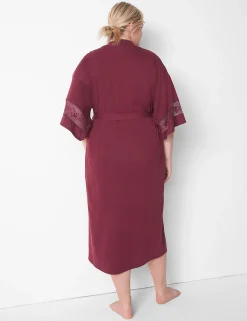Robes^Lane Bryant Comfy Cotton Midi Robe Maroon Banner