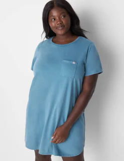 Sleepshirts^Lane Bryant Comfy Cotton Pocket Sleepshirt Brittany Blue