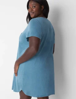 Sleepshirts^Lane Bryant Comfy Cotton Pocket Sleepshirt Brittany Blue