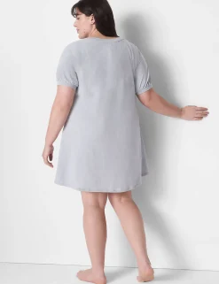 Sleepshirts^Lane Bryant Comfy Cotton Puff-Sleeve Sleepshirt Light Heather Gray