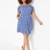 Casual^Lane Bryant Convertible Neckline Double-Ruffle Dress Geo Print