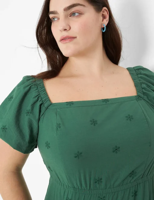Fit & Flare^Lane Bryant Convertible Off-The-Shoulder Tiered Midi Dress Hunter Green