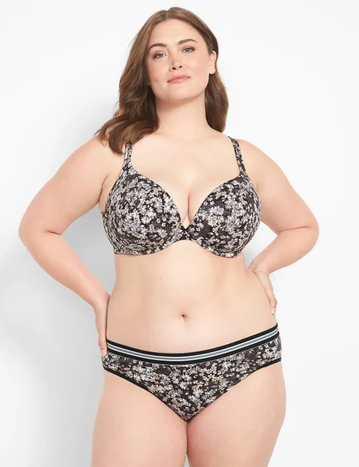 Underwire Bras^Lane Bryant Cotton Boost Plunge Bra Mini Meadows