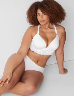 F To K Cups^Lane Bryant Cotton Boost Plunge Bra Bright White