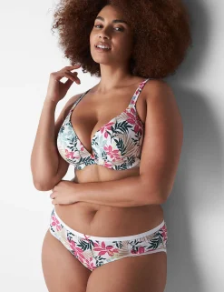 Plunge Bras^Lane Bryant Cotton Boost Plunge Bra Jungle Leaves White