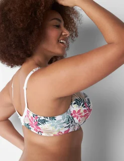 Underwire Bras^Lane Bryant Cotton Boost Plunge Bra Jungle Leaves White