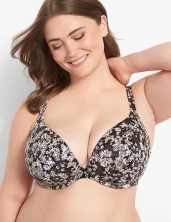 Underwire Bras^Lane Bryant Cotton Boost Plunge Bra Mini Meadows