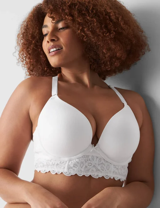 F To K Cups^Lane Bryant Cotton Boost Plunge Bra Bright White