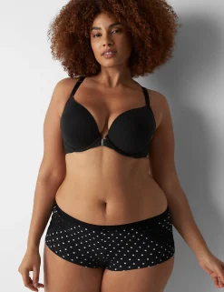 Boyshort Panties^Lane Bryant Cotton Boyshort Panty With Lace Trim Olive Dot
