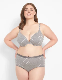 Brief Panties^Lane Bryant Cotton Full Brief Panty Grey Dots