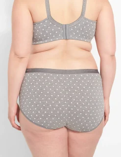 Brief Panties^Lane Bryant Cotton Full Brief Panty Grey Dots