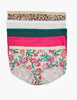 Brief Panties^Lane Bryant Cotton Full Brief Panty - 5 Pack Tropical Blooms Pack