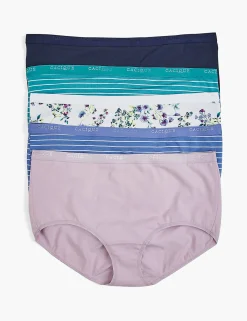 Brief Panties^Lane Bryant Cotton Full Brief Panty - 5 Pack Vibrant Blooms Pack