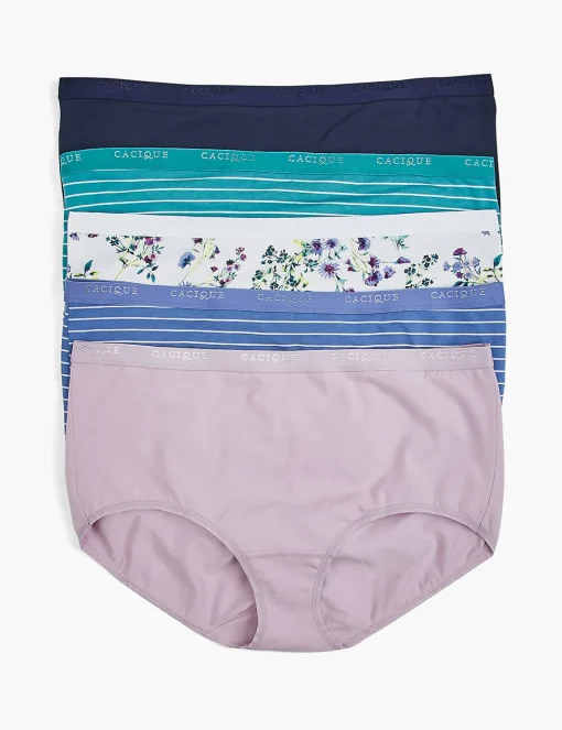 Brief Panties^Lane Bryant Cotton Full Brief Panty - 5 Pack Vibrant Blooms Pack