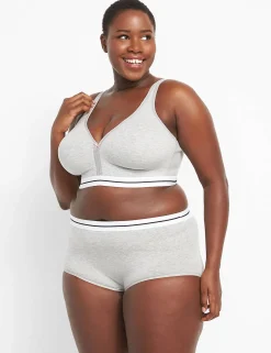 Brief Panties^Lane Bryant Cotton Full Brief Panty With Wide Waistband Light Grey