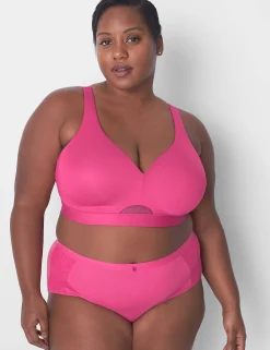 Brief Panties^Lane Bryant Cotton Full Brief Panty With Lace Trim Pink Yarrow