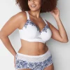 Brief Panties^Lane Bryant Cotton Full Brief Panty With Lace Waist Royal Tapestry White Maritime