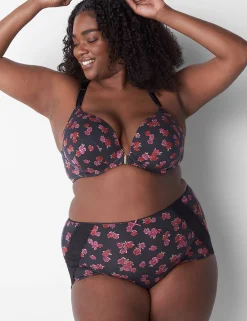 Brief Panties^Lane Bryant Cotton Full Brief Panty With Lace-Trimmed Back Mini Roses