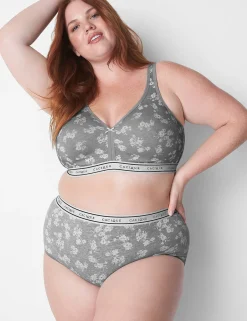 Brief Panties^Lane Bryant Cotton Full Brief Panty With Wide Waistband Floral Shadow