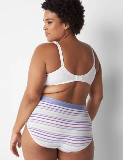 Brief Panties^Lane Bryant Cotton Full Brief Panty With Wide Waistband Stripe White