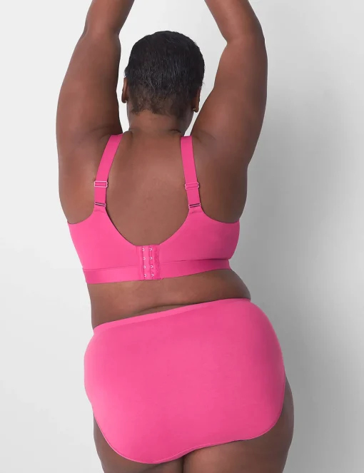 Brief Panties^Lane Bryant Cotton Full Brief Panty With Lace Trim Pink Yarrow