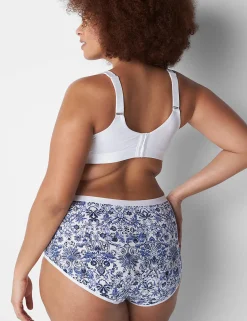 Brief Panties^Lane Bryant Cotton Full Brief Panty With Lace Waist Royal Tapestry White Maritime