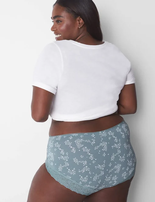 Brief Panties^Lane Bryant Cotton Full Brief Panty With Lace-Trimmed Back Aries Star