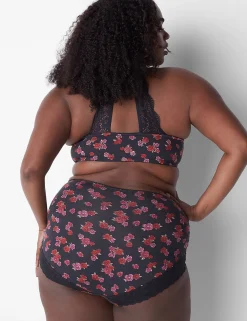 Brief Panties^Lane Bryant Cotton Full Brief Panty With Lace-Trimmed Back Mini Roses
