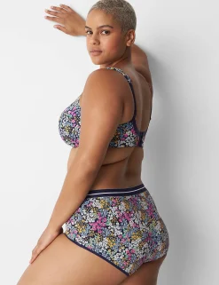 Brief Panties^Lane Bryant Cotton Full Brief Panty With Wide Waistband Blossom Rhodonite