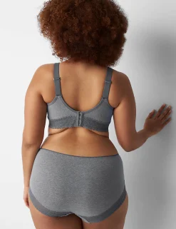 Brief Panties^Lane Bryant Cotton Full Brief Panty With Lace Back Medium Heather Grey