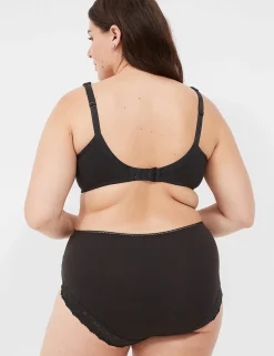 Brief Panties^Lane Bryant Cotton Full Brief Panty With Lace Back Black