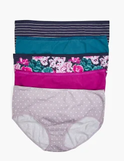 Brief Panties^Lane Bryant Cotton High-Leg Brief Panty - 5 Pack Spring Cool Pack