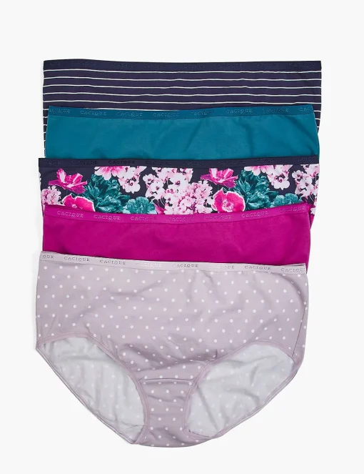 Brief Panties^Lane Bryant Cotton High-Leg Brief Panty - 5 Pack Spring Cool Pack