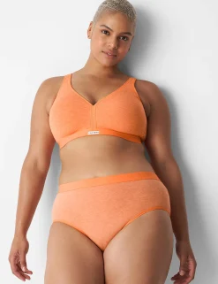 Brief Panties^Lane Bryant Cotton High-Leg Brief Panty With Wide Waistband Heather Orange