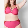 Brief Panties^Lane Bryant Cotton High-Leg Brief Panty With Lace Back Pink Yarrow