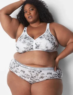 Brief Panties^Lane Bryant Cotton High-Leg Brief Panty With Wide Waistband Cascade Floral