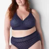 Brief Panties^Lane Bryant Cotton High-Leg Brief Panty With Lace Waist Olive Dot Maritime