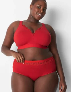 Brief Panties^Lane Bryant Cotton High-Leg Brief Panty With Lace Waist Adrenaline Rush