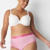 Brief Panties^Lane Bryant Cotton High-Leg Brief Panty With Wide Waistband Stripe Strawberry