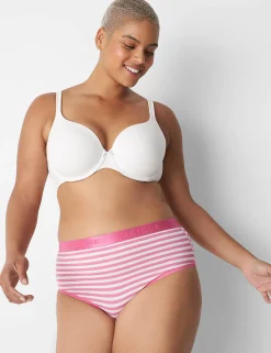 Brief Panties^Lane Bryant Cotton High-Leg Brief Panty With Wide Waistband Stripe Strawberry